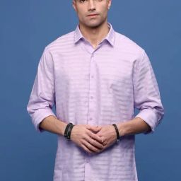 showoffff Showoff Lavender Cotton Slim Fit Striped Shirt-picture-24