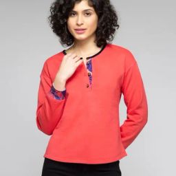 SHAYE Coral Solid Pullover-3