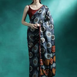 Sangria Geometric Printed Saree With Blouse Piece-48