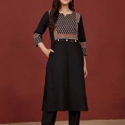 Varanga Black Cotton Printed Kurta-image-62