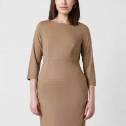 Van Heusen Brown Formal Shift Dress-image-62