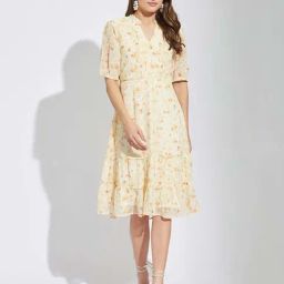 Latin Quarters Beige Regular Fit Printed Dress-image-34