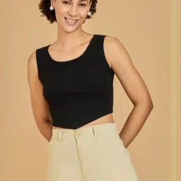 Urban Sundari Black Cotton Casual Fit Crop Top-picture-20
