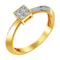 Joyalukkas 18k (750) Purity Yellow Gold Rectangular Elegance Diamond Ring-image-59