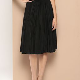Chemistry Crepe Accordion Pleated Flared Skirt-image-82
