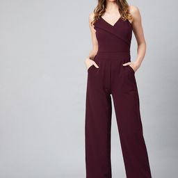 Athena Women Burgundy Solid Basic Jumpsuit-picture-35