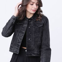 Tokyo Talkies Women Black Solid Denim Jacket-image-66