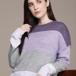 French Connection Self-Design Colourblocked Pullover-56