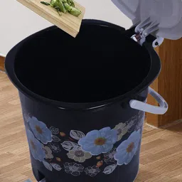 Kuber Industries Black & Blue 2 Pieces Printed Durable Pedal Dustbin With Handle - 7 Litre-57