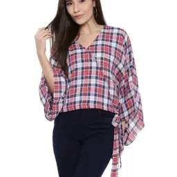 The Kaftan Company Red & Navy Cotton Plaid Pattern Kaftan-image-69