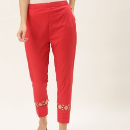 RIVI Women Red Easy Wash Trousers-image-53