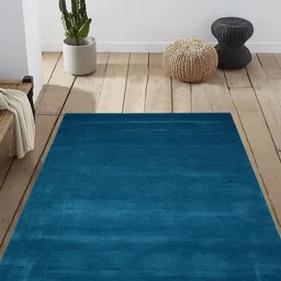 PRESTO Teal Solid Hand Tufted Wool Anti-Skid Carpet-image-42
