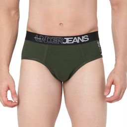 UnderJeans by Spykar Men Olive Green Solid Cotton Basic Briefs UJMBRPBS021-picture-32