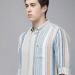 THE BEAR HOUSE Men Slim Fit Opaque Striped Pure Cotton Casual Shirt-16