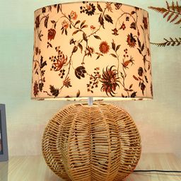 Homesake White Printed Metal Industrial Cylindrical Shaped Table Lamp with Bulb-image-56