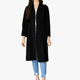 IUGA Women Black Soild Open Front Longline Shrug-18