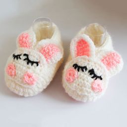 Woonie Bunny Design Handmade Crochet Booties - Cream-image-51