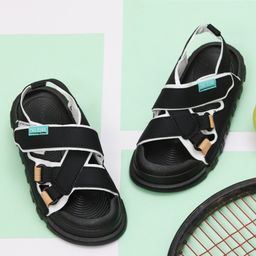 Yellow Bee Solid Casual Sandals - Black-image-37