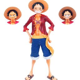 Monkey D Luffy One Piece Large Action Figure Three Different Faces Limited Edition for Car Dashboard, Decoration, Cake, Office Desk & Study Table Height 27 CM-22