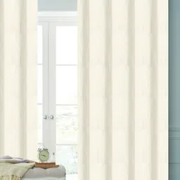 Saral Home Ivory Decorative Waffle Design Cotton Yarn Eyelet Door & Windows Curtain - ( Set of 2, 4x7 Feet )-picture-45