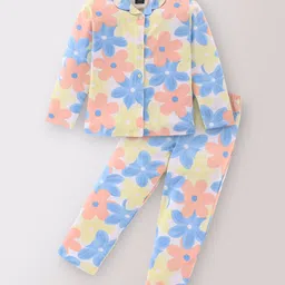Pepito Sinker Knit Full Sleeves  Night Suit with Floral - Multicolor-picture-10