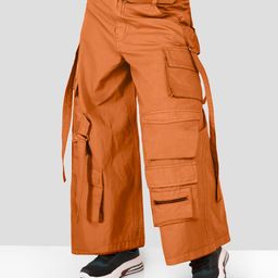 Naughty Ninos Cotton Solid Cargo Pants - Rust Orange-image-94