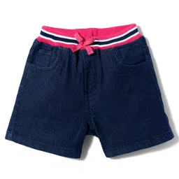 Babyhug Mid Thigh Denim Washed Shorts - Navy Blue-picture-22