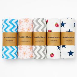 Cute Landings New Born Baby Washable Reusable Muslin Cloth Swaddles Wrapper Pack of 5- Multicolor-image-42