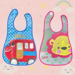 Badal Kidz Plastic Waterproof Baby Feeding Apron with BIB - Blue & Pink(Pack of 2)-picture-32