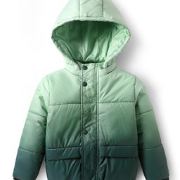 Primo Gino Woven Full Sleeves Hooded Padded Jacket With Ombre Effect - Green-image-47