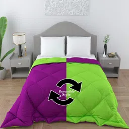 CHICERY Green & Purple Microfiber AC Room Single Bed Comforter-image-52