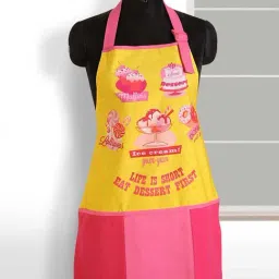 Swayam Pink & Yellow Kitchen Apron - Set of 1-27