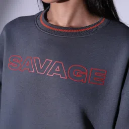 Hubberholme Grey & Rust Cotton Graphic Print Sweatshirt image 4