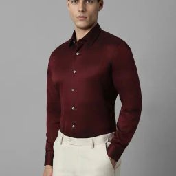 Louis Philippe Maroon Cotton Slim Fit Shirt-image-55