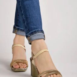 Shoetopia Women's Golden Casual Sandals-image-97