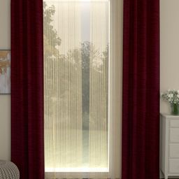 ROSARA HOME Maroon & Transparent Set of 4 Long Door Curtains-44