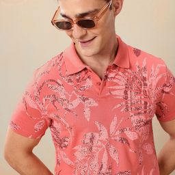 Mast & Harbour Tropical Printed Polo Collar T-shirt-image-83