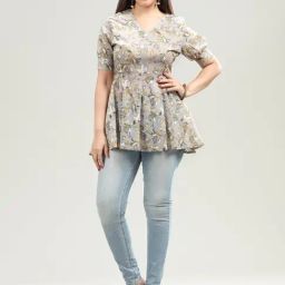 Cotton Culture Beige Printed Kurti-image-65
