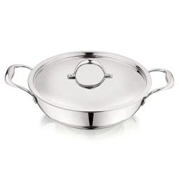Prabha Stainless Steel Silver Tri-Ply Kadhai Heavy Gauge Prima Flat Bottom 3.5L, 26CM-14