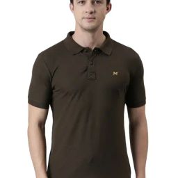 Force NXT Brown Cotton Regular Fit Polo T-Shirt-68