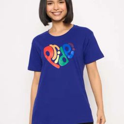 Clovia Blue Cotton Regular Fit Printed T-Shirt-picture-43