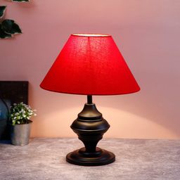 Devansh Red & Black Solid Frustum Table Lamp-19