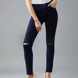 DOLCE CRUDO Navy Distressed Jeans-image-53