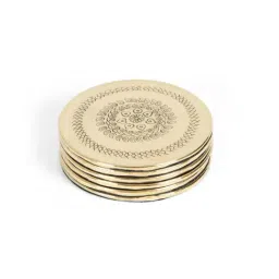 Home4U 'Abhivadan' Golden Brass Coaster - Set of 6-42