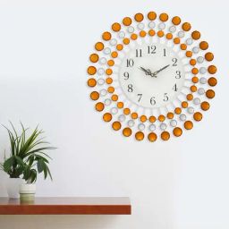 eCraftIndia Stone Series Yellow & White Iron Round Wall Clock - Set of 1-image-23