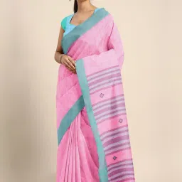 Kalakari India Pink Cotton Woven Saree With Unstitched Blouse-image-94