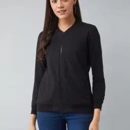 Miss Chase Black Cotton Bomber Jacket-picture-12