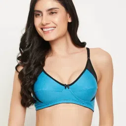 Clovia Blue & Black Non-Wired Non-Padded T-Shirt Bra-48