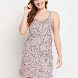 Clovia Multicolor Printed Night Dress-image-49