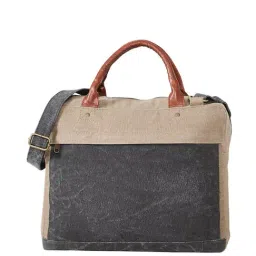 Mona B Beige Canvas Large Messenger Bag-image-53